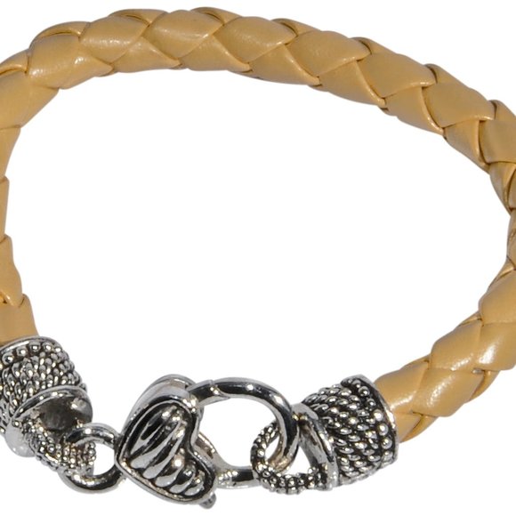 2PCS, LEATHER BRACELET WITH SILVER 2 SIDED HEART - Picture 6 of 9